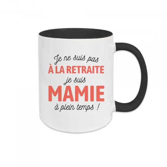 Mug céramique - Mamie à plein temps - Noir - Mugs
