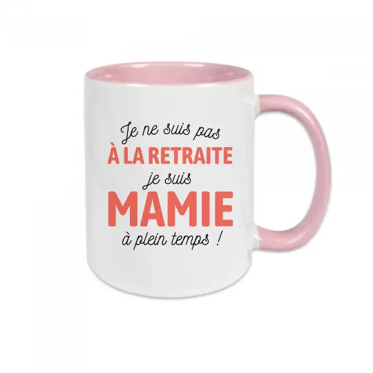 Mug céramique - Mamie à plein temps - Rose - Mugs