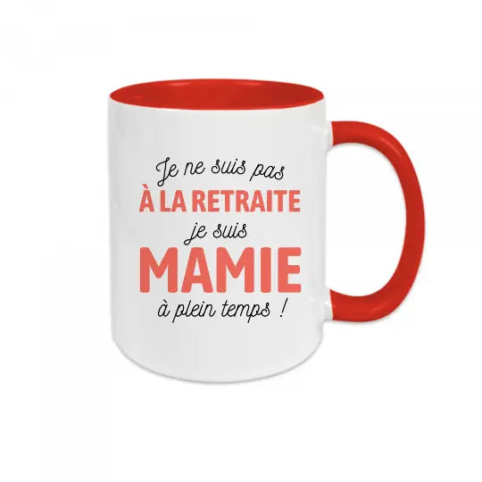 Mug céramique - Mamie à plein temps - Rouge - Mugs