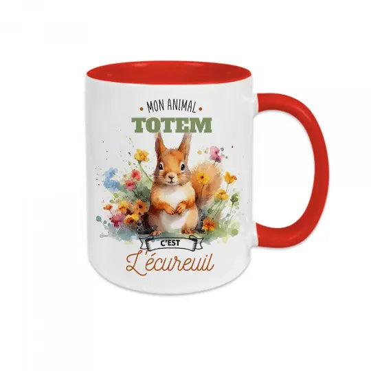 Mug céramique - Mon animal totem c’est l’écureuil - Rouge - Mugs