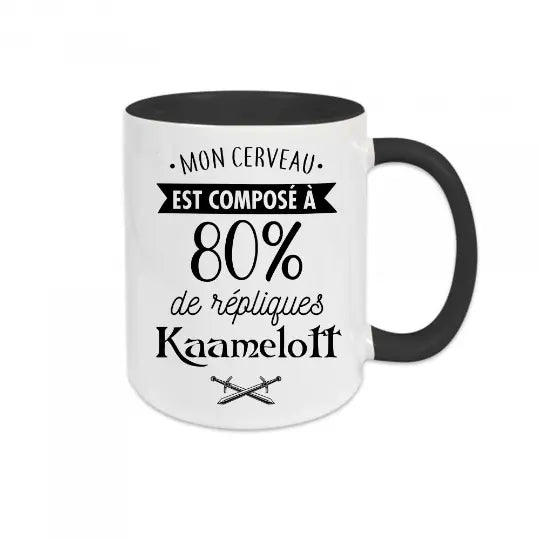 Mug céramique - Mon cerveau est composé à 80% de répliques Kaamelott - Noir - Mugs