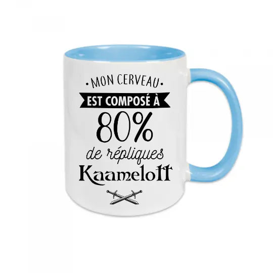 Mug céramique - Mon cerveau est composé à 80% de répliques Kaamelott - Bleu - Mugs