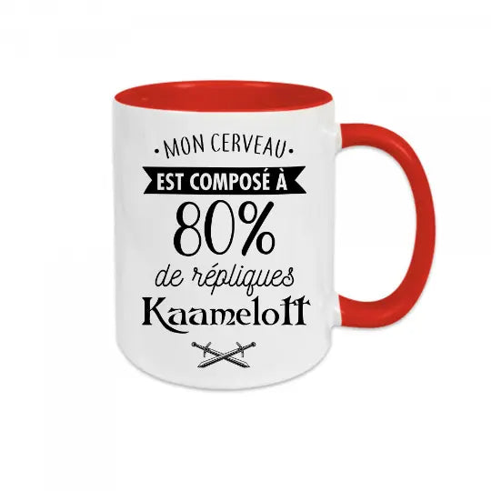 Mug céramique - Mon cerveau est composé à 80% de répliques Kaamelott - Rouge - Mugs