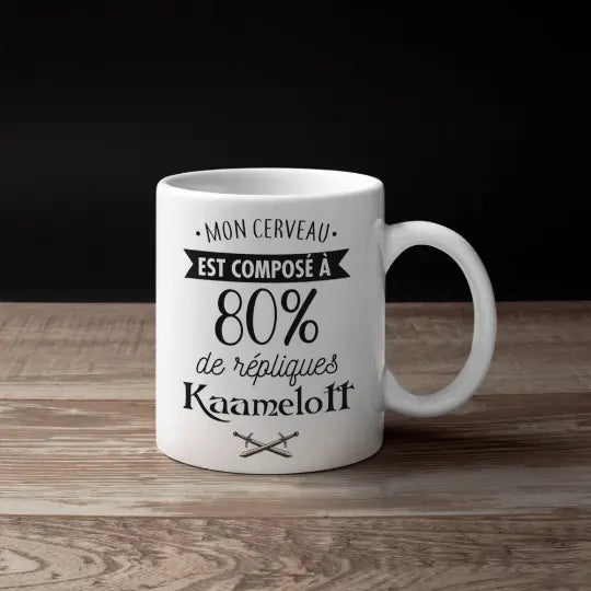 Mug céramique - Mon cerveau est composé à 80% de répliques Kaamelott - Blanc - Mugs