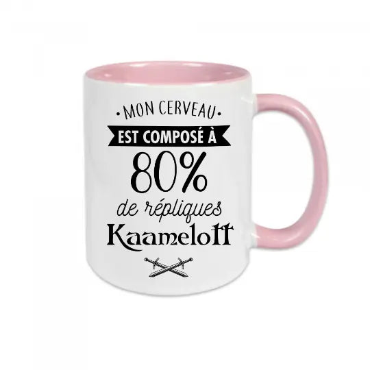 Mug céramique - Mon cerveau est composé à 80% de répliques Kaamelott - Rose - Mugs