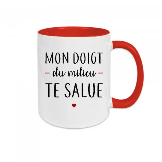 Mug céramique - Mon doigt du milieu te salue idéal pour le bureau - Rouge - Mugs