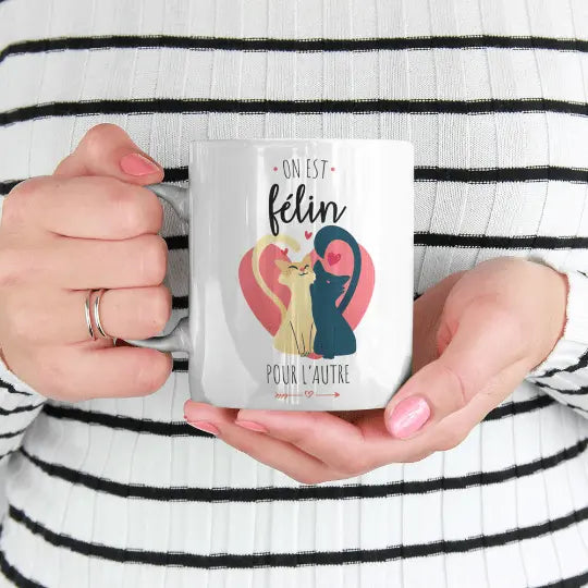 Mug céramique - On est félin pour l’autre - Blanc - Mugs