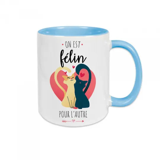Mug céramique - On est félin pour l’autre - Bleu - Mugs