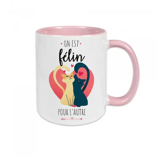 Mug céramique - On est félin pour l’autre - Rose - Mugs
