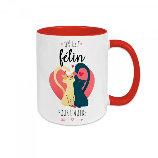 Mug céramique - On est félin pour l’autre - Rouge - Mugs