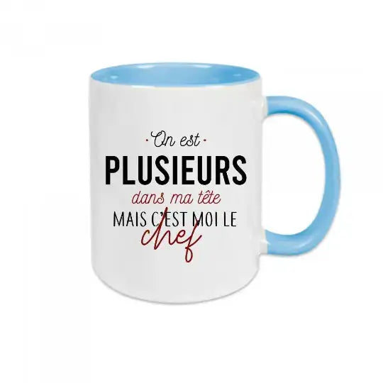 Mug céramique - On est plusieurs dans ma tête - Bleu - Mugs