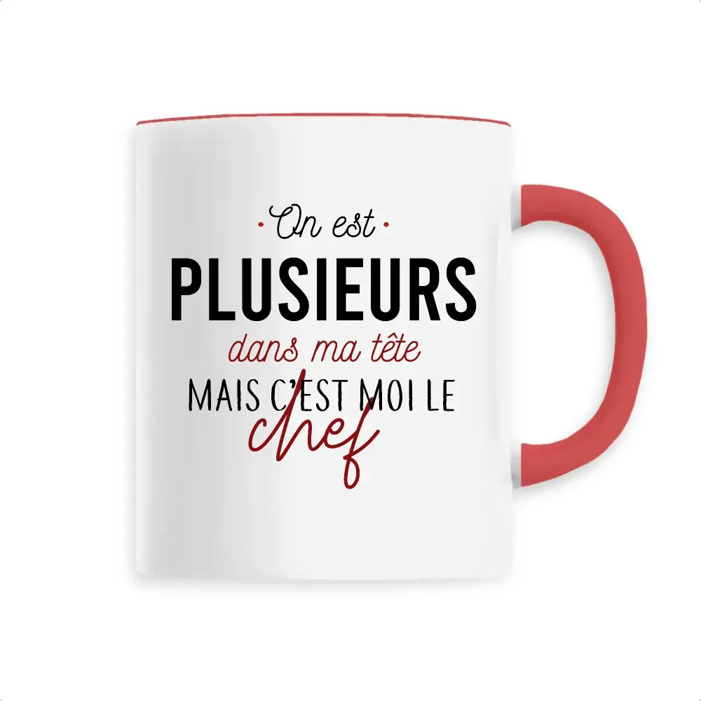 Mug céramique - On est plusieurs dans ma tête - Rouge - Mugs