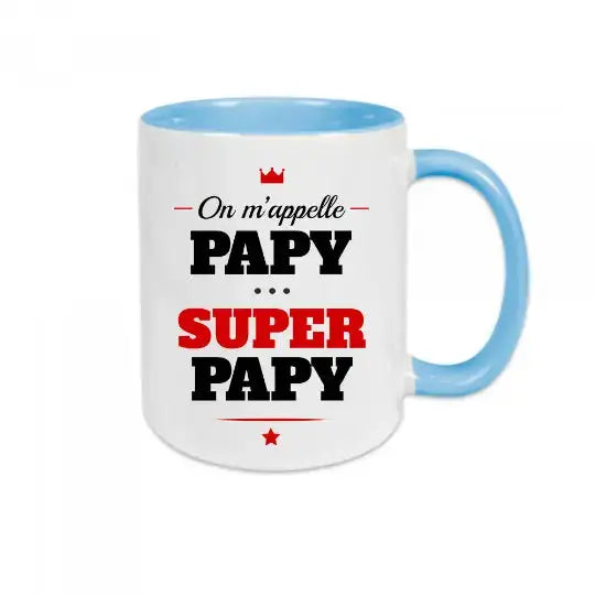 Mug céramique - On m’appelle papy super papy - Bleu