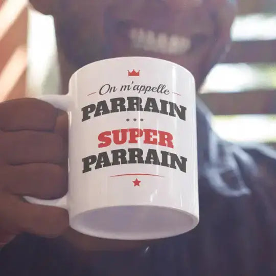Mug céramique - On m’appelle parrain super parrain - Blanc