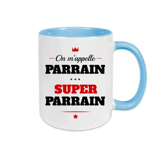 Mug céramique - On m’appelle parrain super parrain - Bleu
