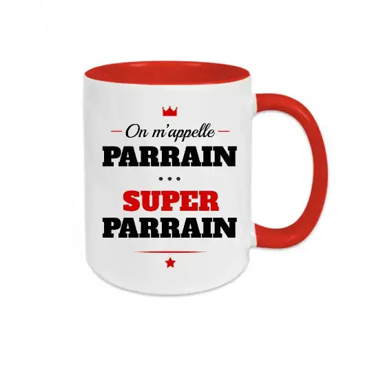 Mug céramique - On m’appelle parrain super parrain - Rouge