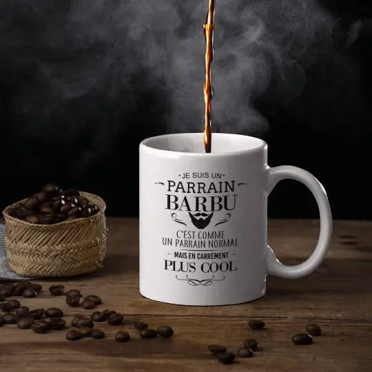 Mug céramique - Parrain barbu - Blanc - Mugs