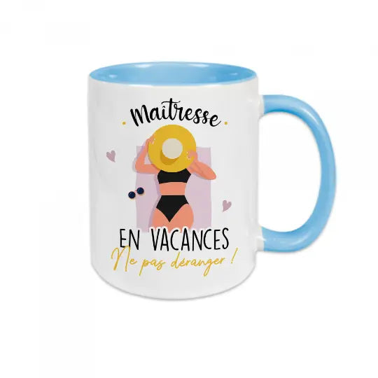 Mug céramique personnalisable En vacances ne pas déranger mettez le métier de votre choix - Bleu - Mugs