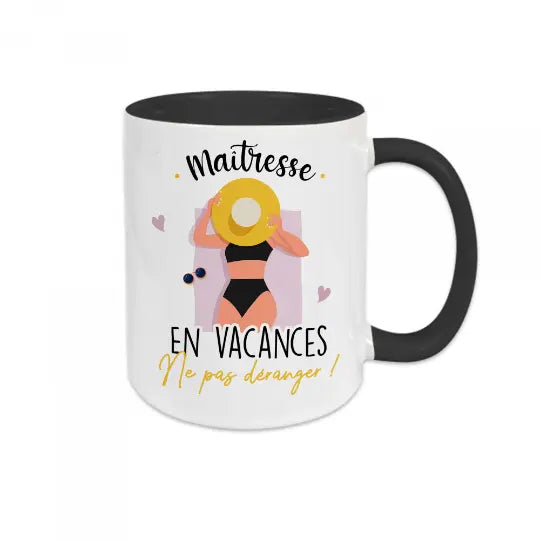 Mug céramique personnalisable En vacances ne pas déranger mettez le métier de votre choix - Noir - Mugs