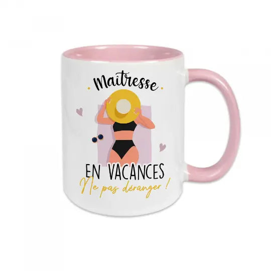 Mug céramique personnalisable En vacances ne pas déranger mettez le métier de votre choix - Rose - Mugs