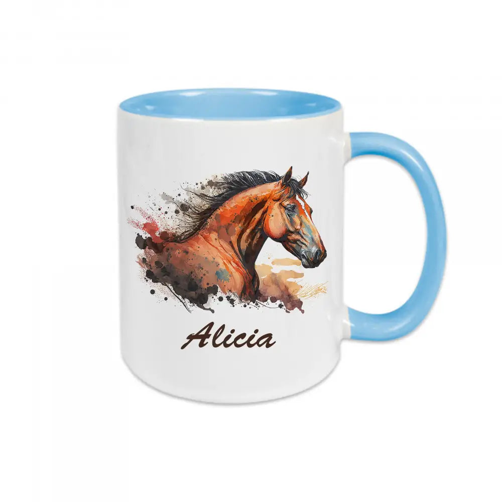Mug céramique Prénom avec tête de cheval