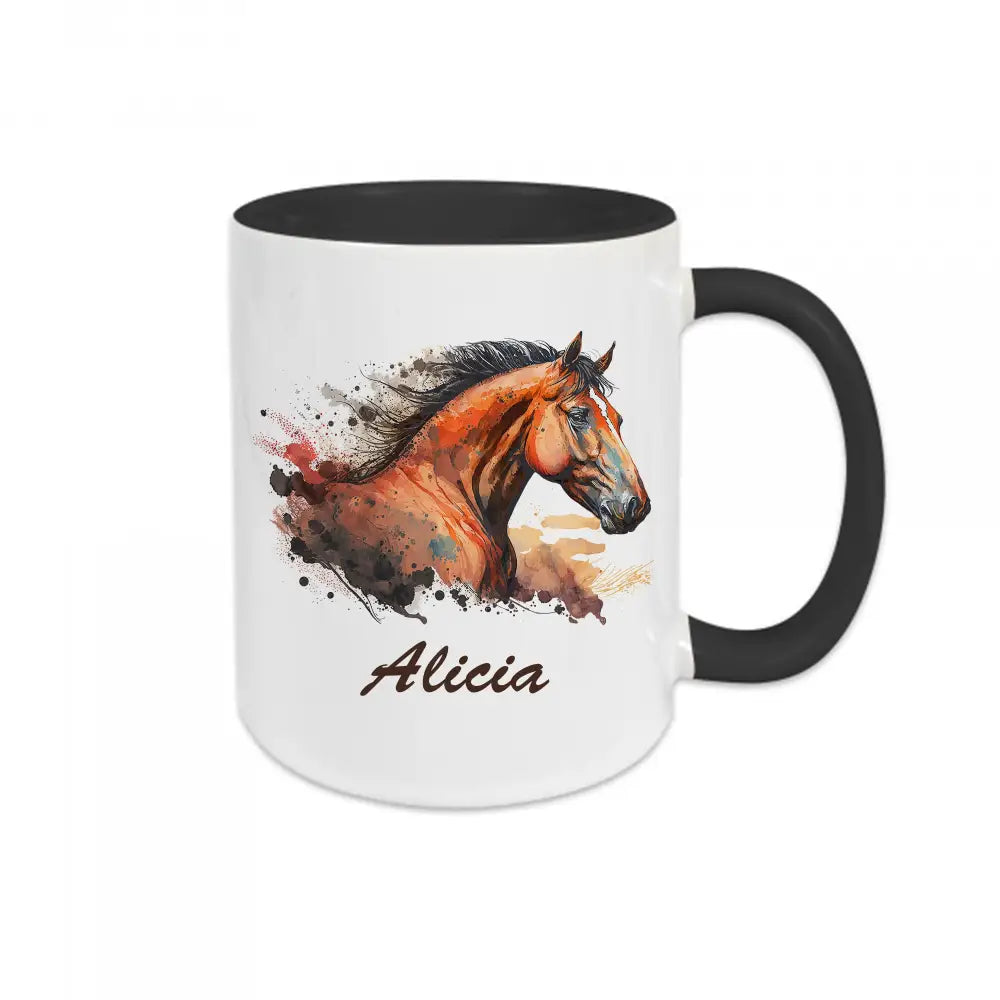Mug céramique Prénom avec tête de cheval