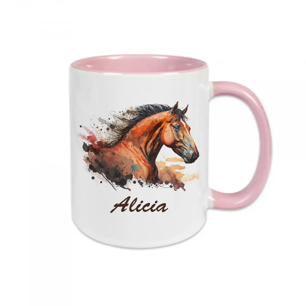 Mug céramique Prénom avec tête de cheval