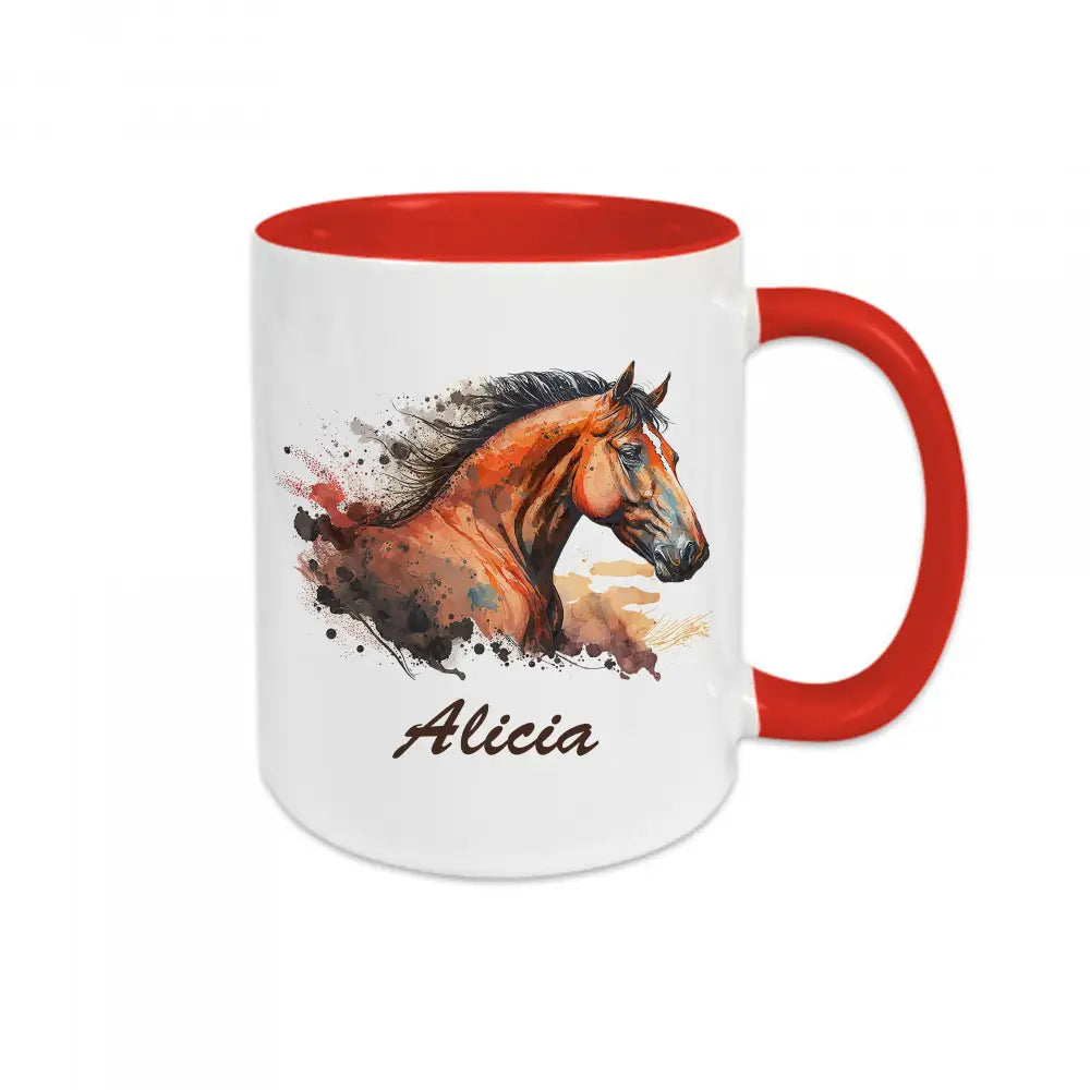 Mug céramique Prénom avec tête de cheval