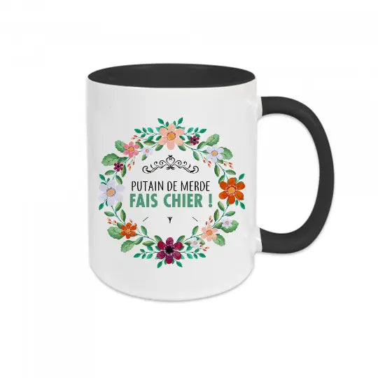 Mug céramique - Putain de merde fais chier! Noir - Mugs
