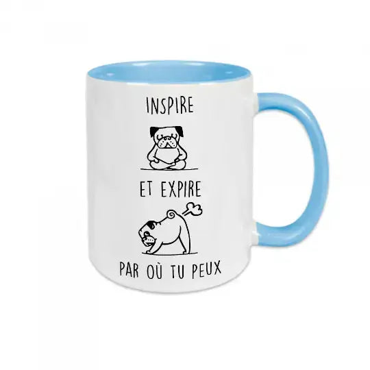 Mug céramique - Respire et expire par où tu peux - Bleu - Mugs
