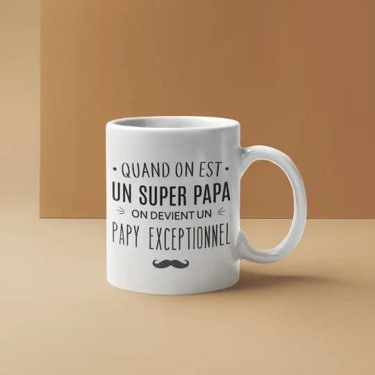 Mug céramique - Super papa papy exceptionnel - Blanc - Mugs