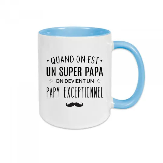 Mug céramique - Super papa papy exceptionnel - Bleu - Mugs