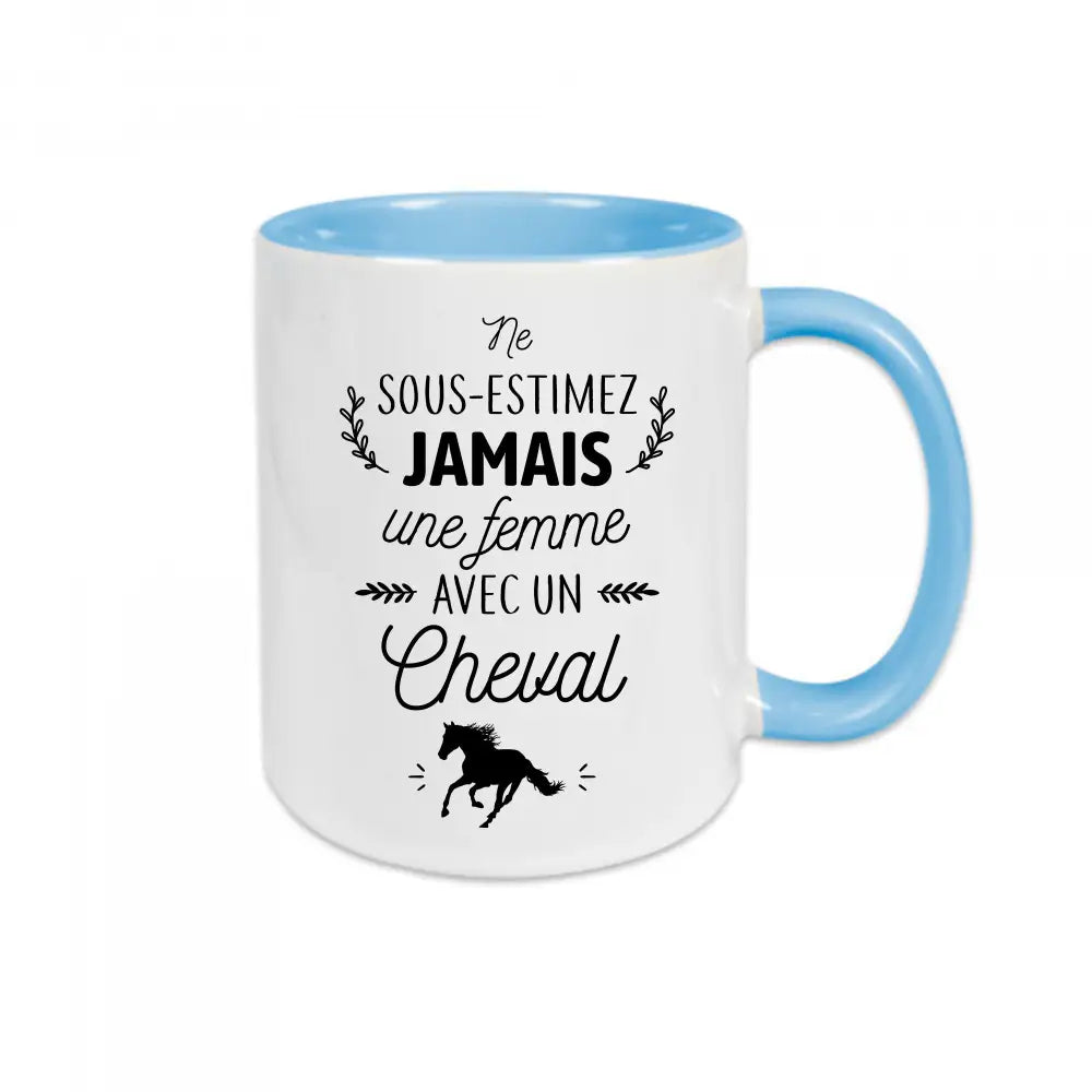 Mug céramique Une femme avec un cheval personnalisable