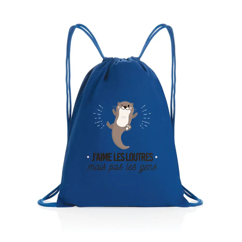 Sac à dos à cordelettes recyclé J'aime les loutres mais pas les gens