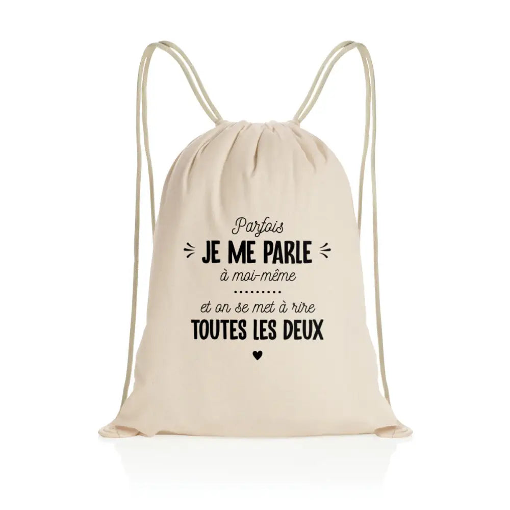 Sac à dos à cordelettes recyclé Je me parle à moi-même