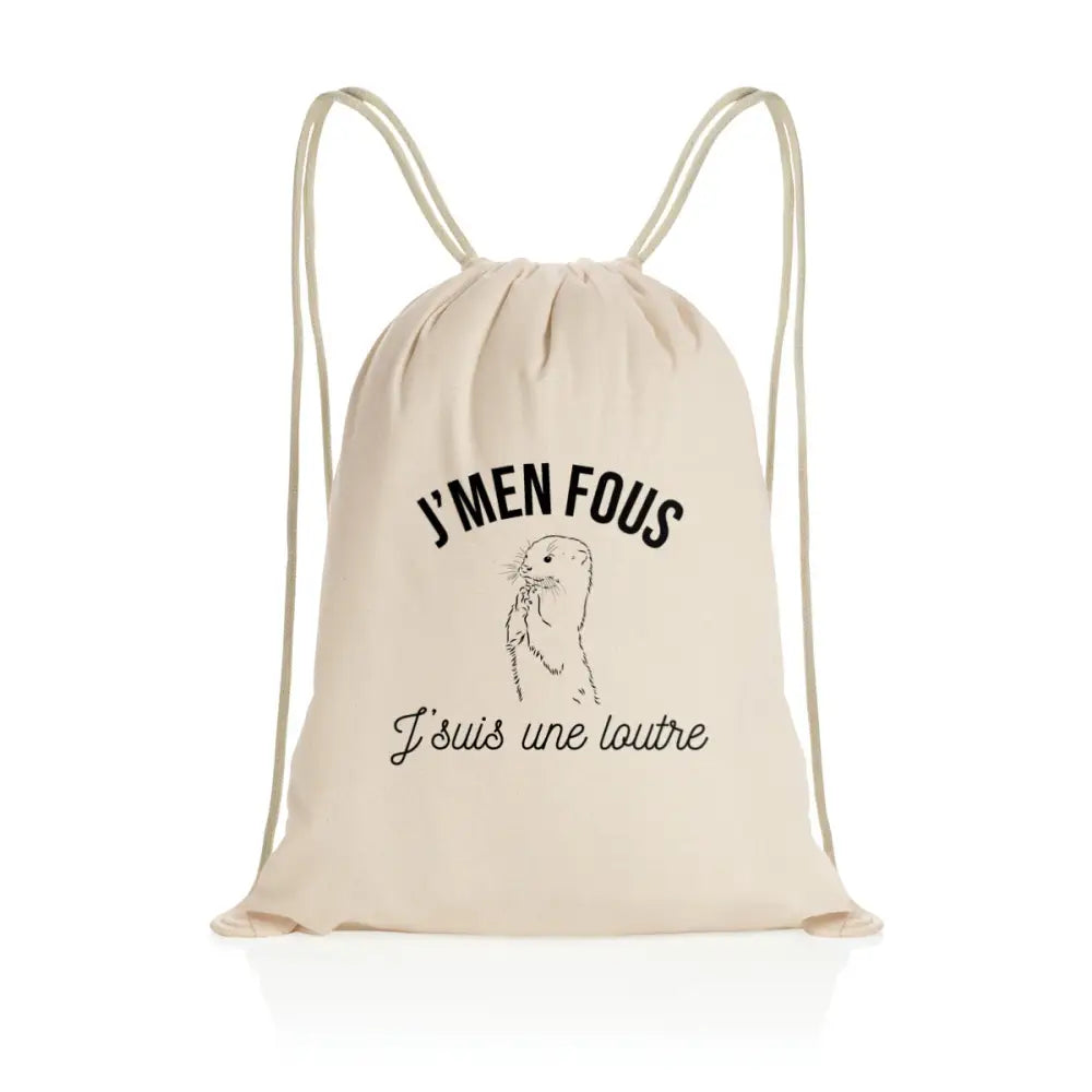 Sac à dos à cordelettes recyclé J'men fous j'suis une loutre