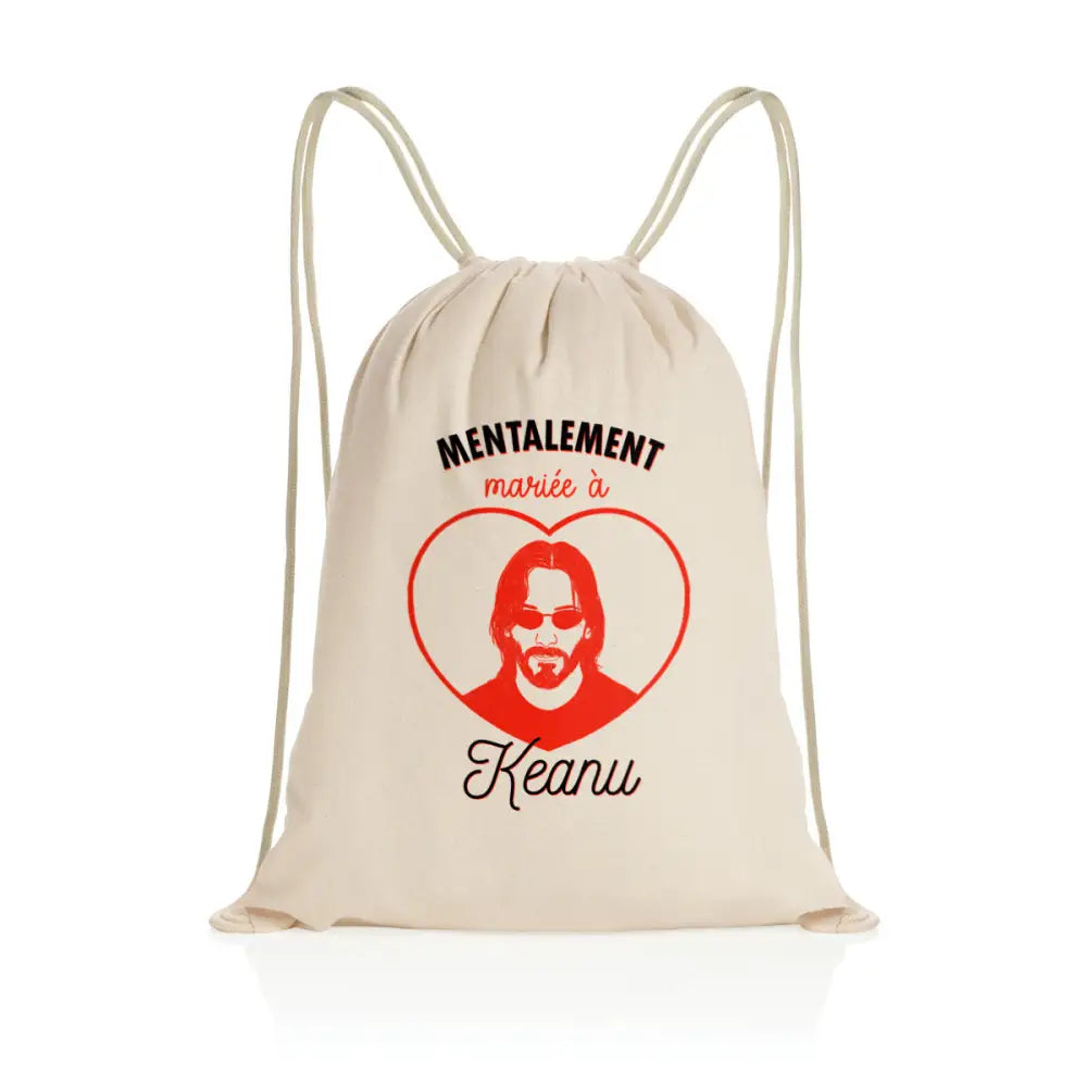 Sac à dos à cordelettes recyclé Mentalement mariée à Keanu