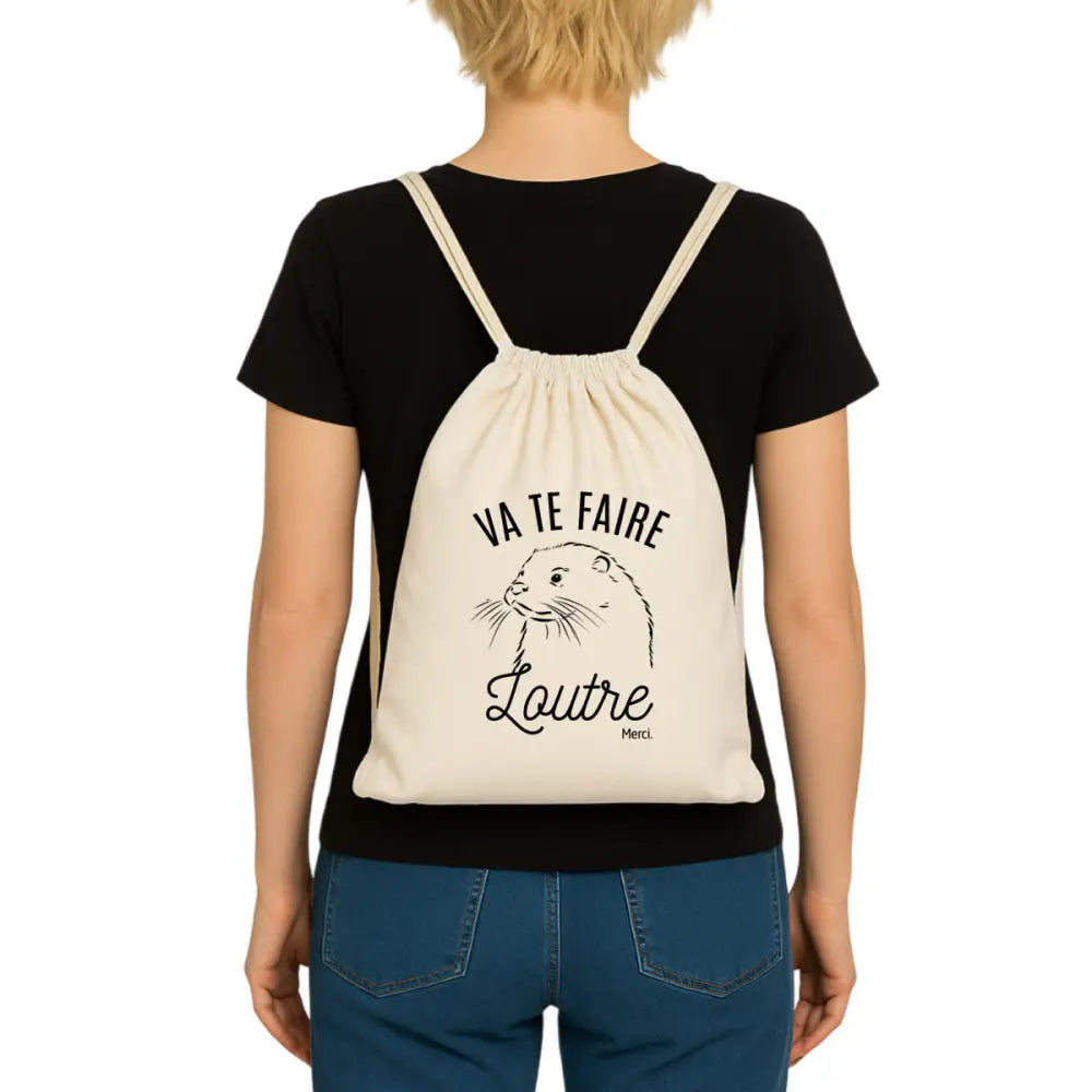 Sac à dos à cordelettes recyclé Va te faire loutre