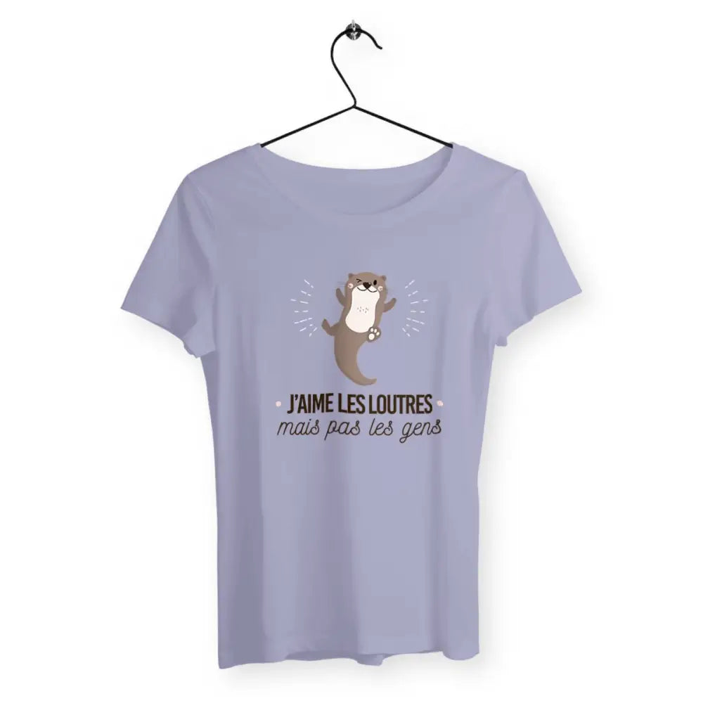 T-shirt femme avec l'inscription "J'aime les loutres mais pas les gens" – Un design amusant et décalé pour les amoureuses des loutres et les personnes qui préfèrent la compagnie des animaux. Parfait pour un look fun et original !