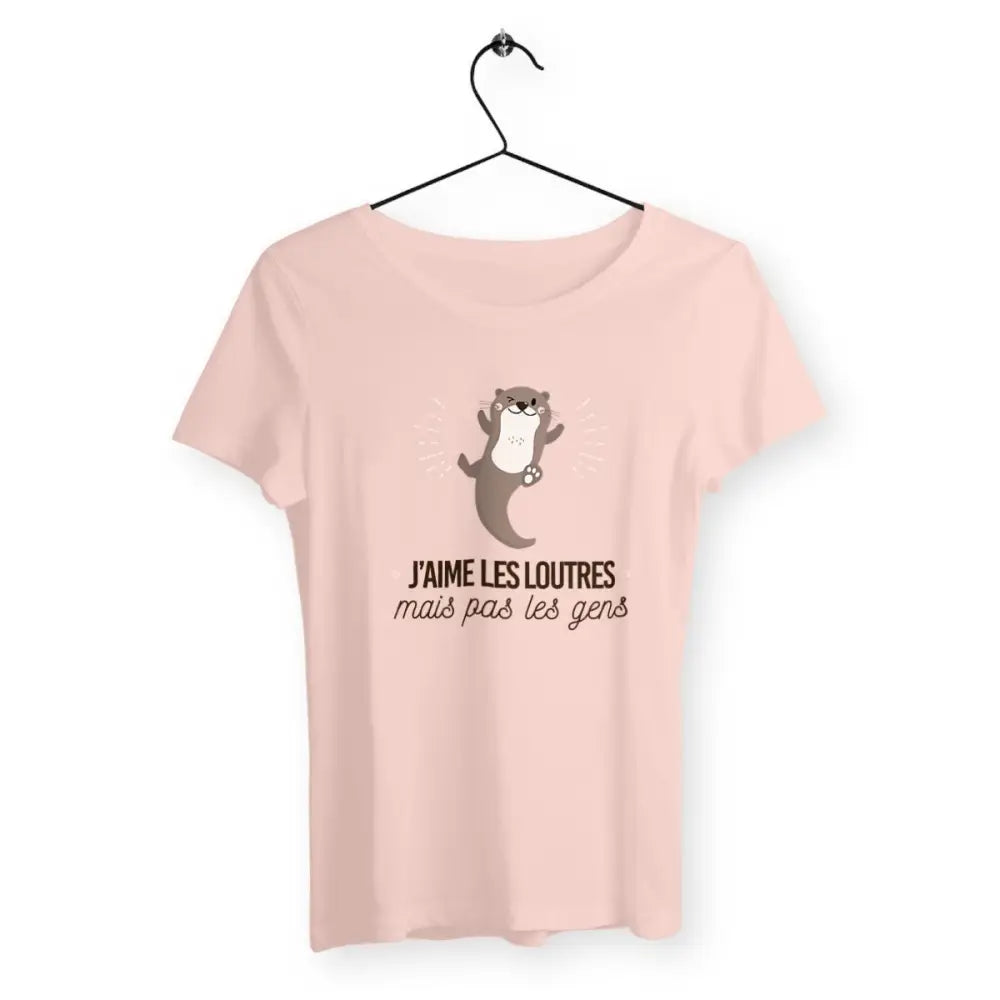 T-shirt femme avec l'inscription "J'aime les loutres mais pas les gens" – Un design amusant et décalé pour les amoureuses des loutres et les personnes qui préfèrent la compagnie des animaux. Parfait pour un look fun et original !