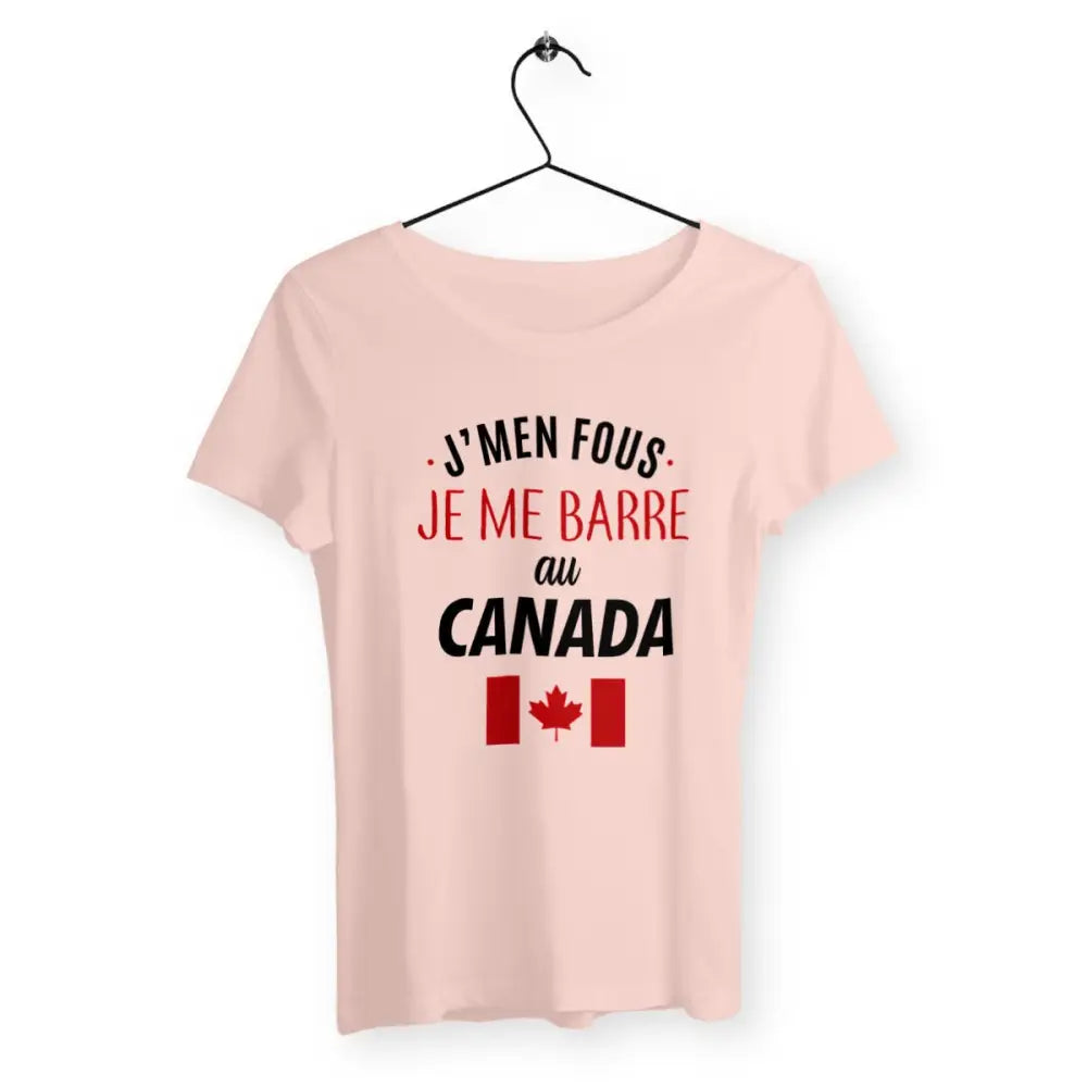 T-shirt femme avec l'inscription "Je me barre au Canada", un modèle audacieux et aventureux pour celles qui rêvent d'évasion et d'aventure. Confortable et stylé, idéal pour afficher votre désir de partir à la découverte du Canada avec une touche d'humour.