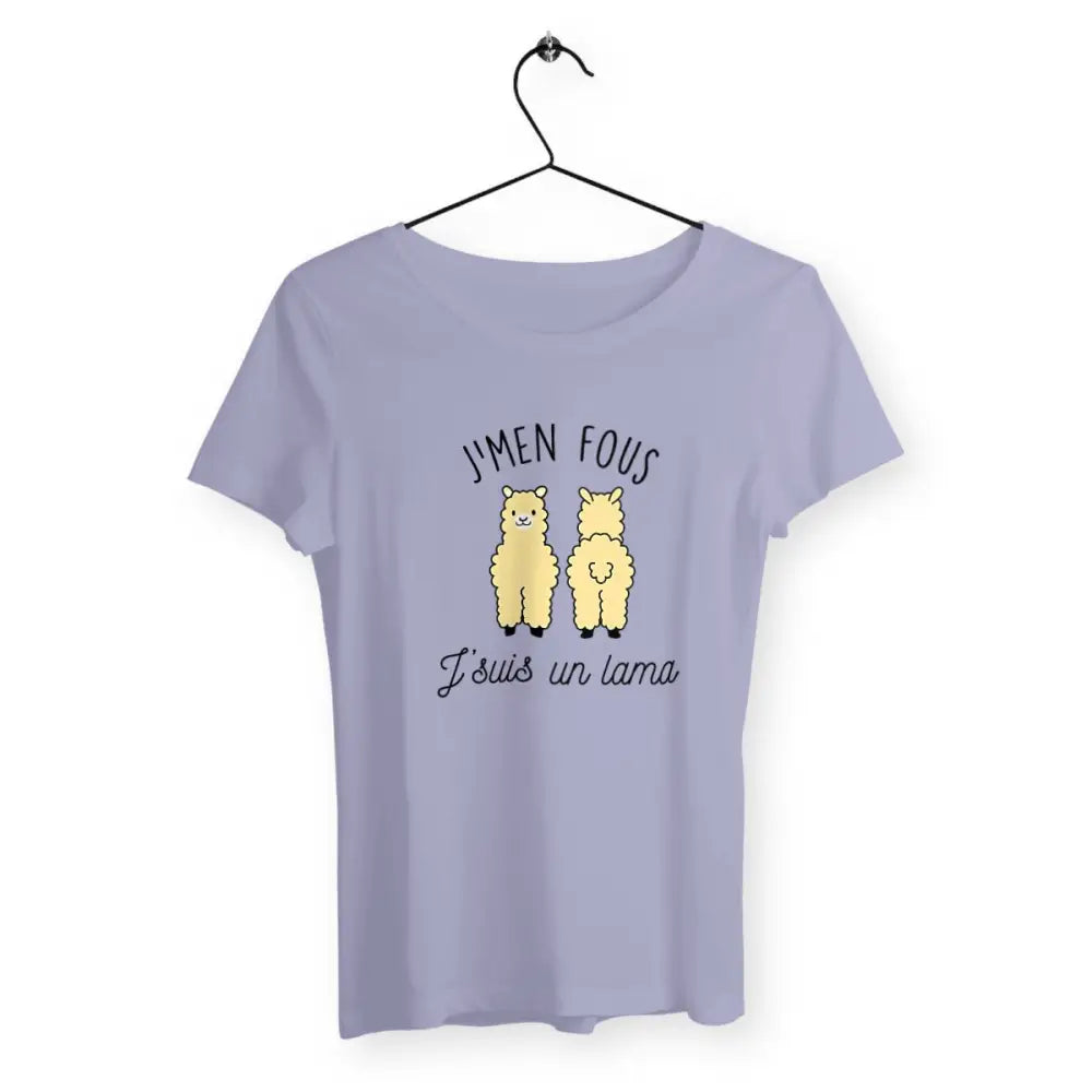 T-shirt femme avec l'inscription "J'suis un lama", un modèle amusant et décalé pour celles qui aiment l'humour léger et original. Confortable et stylé, idéal pour afficher une personnalité unique avec une touche de fun.
