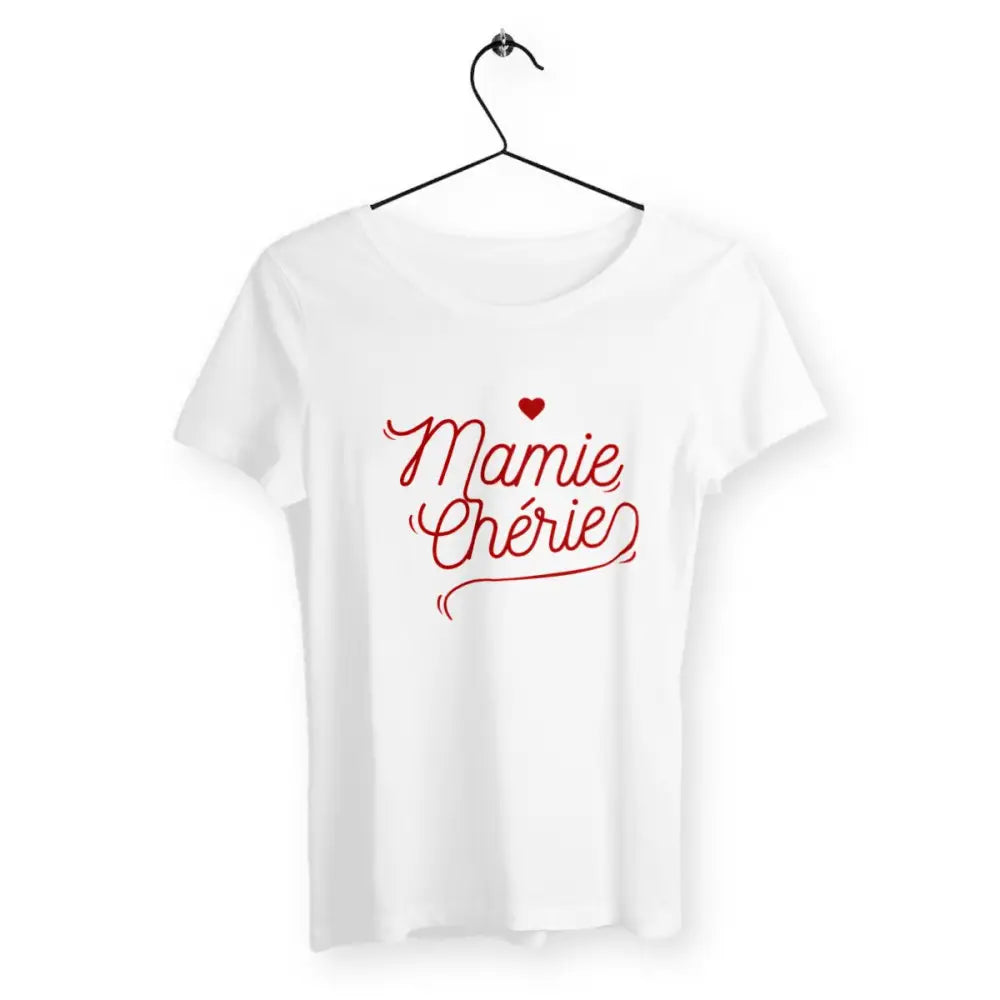 T-shirt femme Mamie Chérie, design doux et affectueux, parfait pour célébrer l'amour et la tendresse d'une mamie adorée.