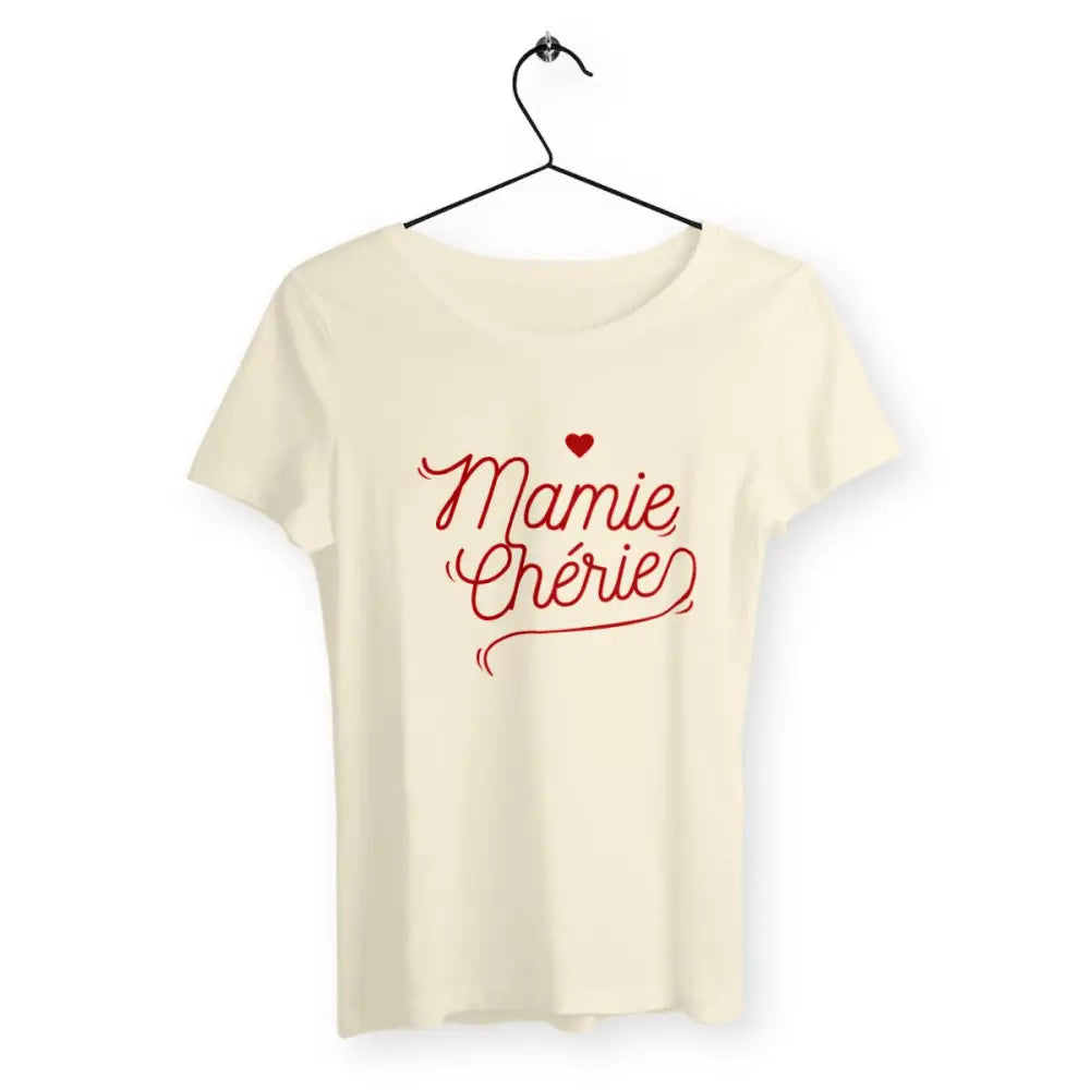 T-shirt femme Mamie Chérie, design doux et affectueux, parfait pour célébrer l'amour et la tendresse d'une mamie adorée.