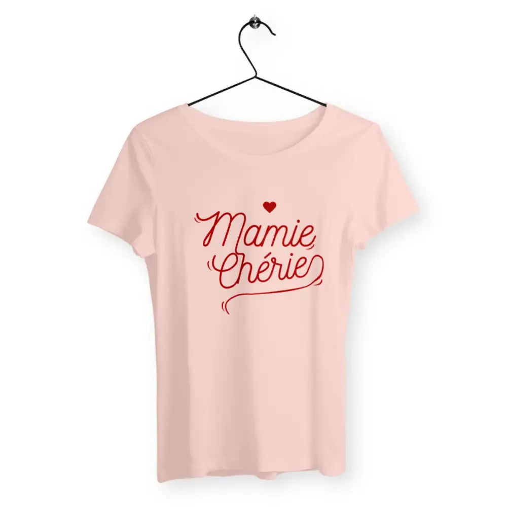 T-shirt femme Mamie Chérie, design doux et affectueux, parfait pour célébrer l'amour et la tendresse d'une mamie adorée.