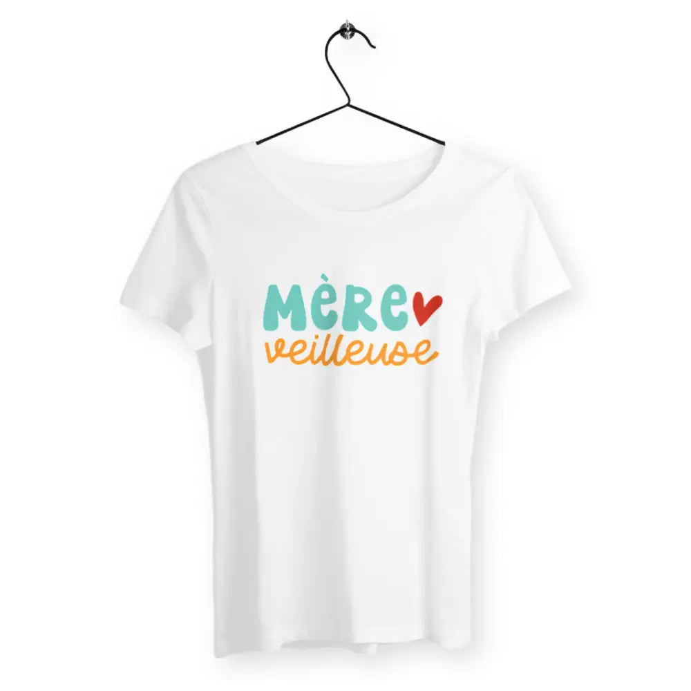 T-shirt femme avec l'inscription 'Mère Veilleuse', un design doux et tendre, parfait pour célébrer le rôle protecteur et lumineux d'une maman.