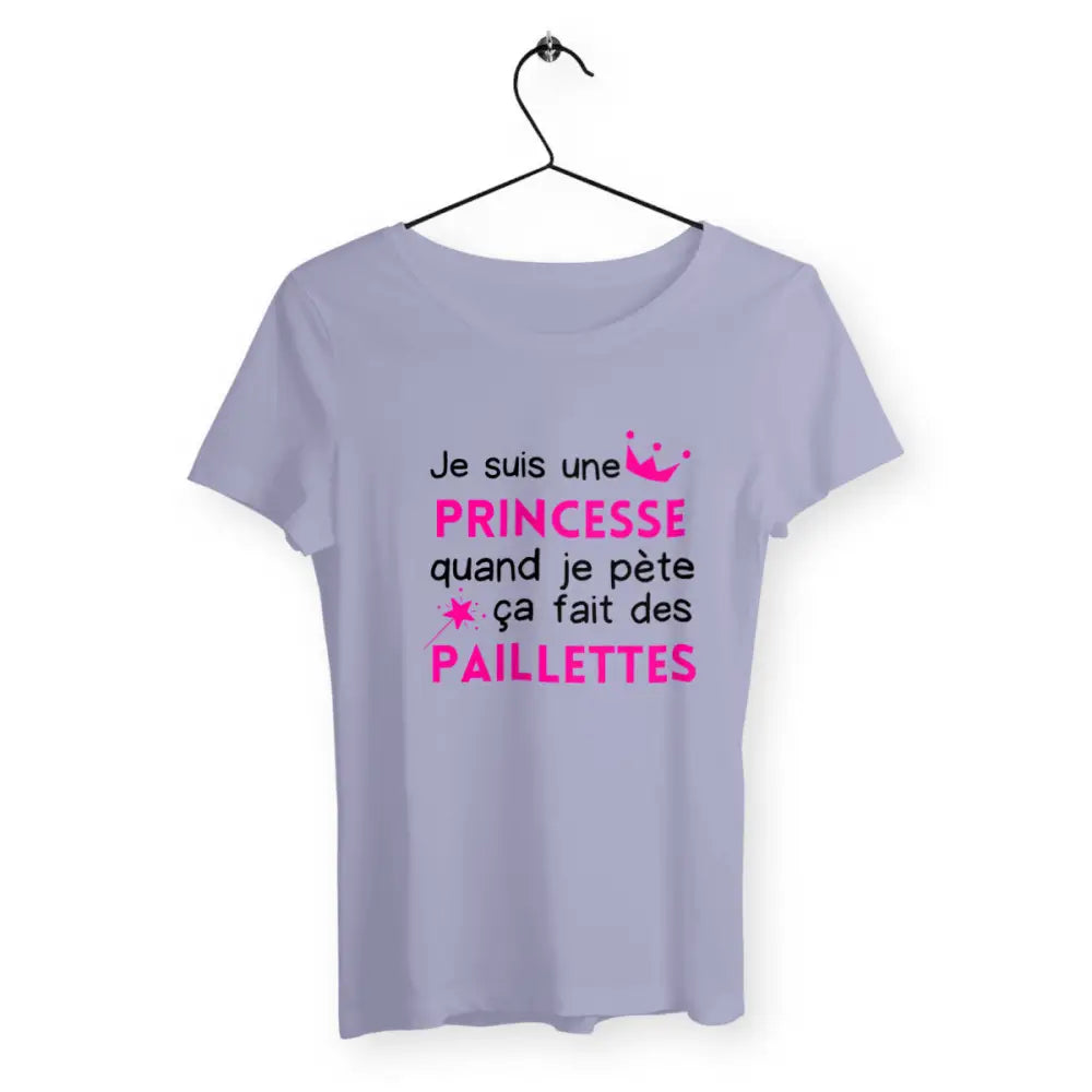 T-shirt femme avec l'inscription 'Quand je pète ça fait des paillettes', un design fun et décalé, parfait pour afficher un côté humoristique et brillant !