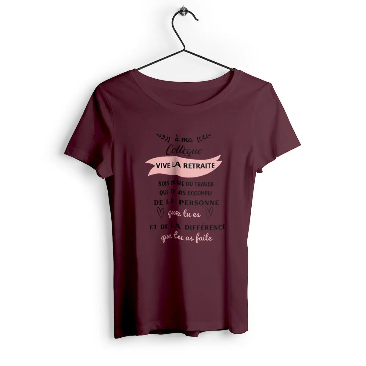 T-shirt femme avec l'inscription 'Vive la retraite', parfait pour célébrer cette nouvelle étape de la vie avec humour et légèreté.
