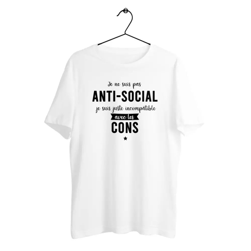 T-shirt homme en coton bio Je ne suis pas anti-social