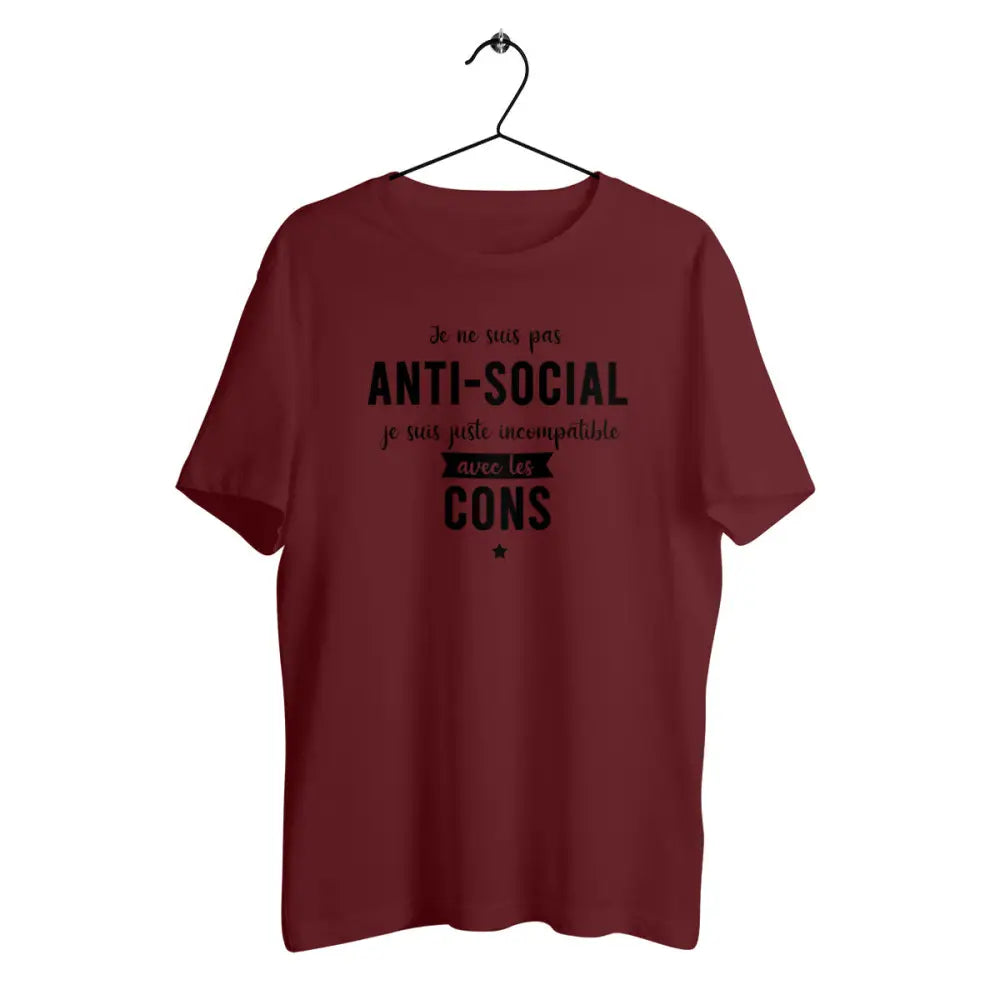 T-shirt homme en coton bio Je ne suis pas anti-social